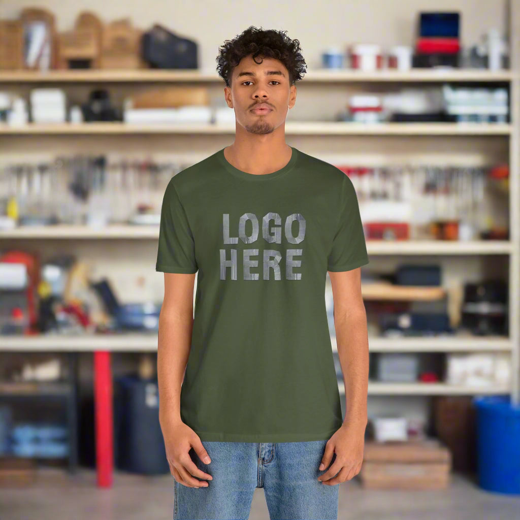 Logo Here (Duct Tape) funny T-Shirt for DIY Dad, Unisex Tee, DIY Dad Shirt, DIYer Shirt