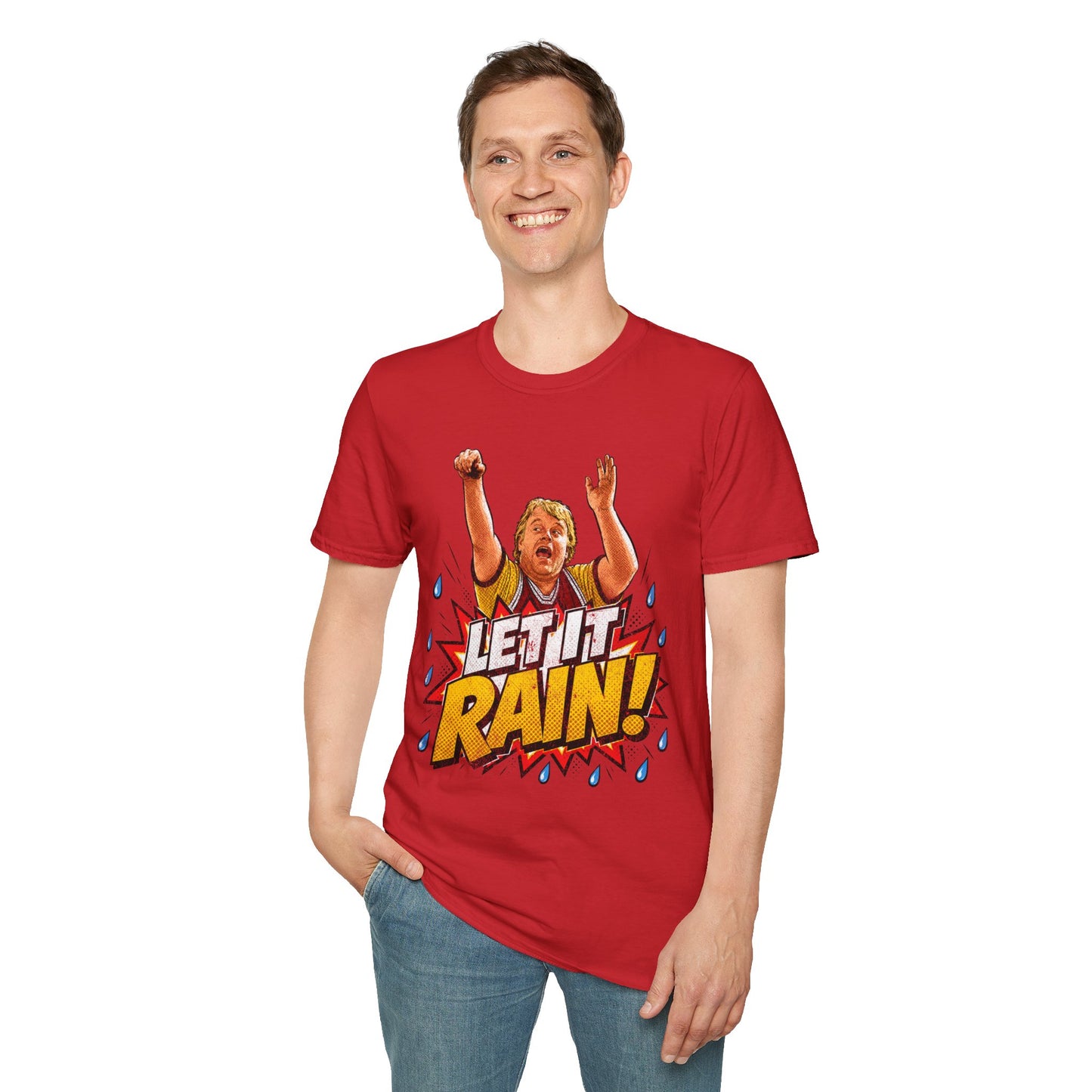 LET IT RAIN! Along Came Polly Movie Fan | Retro Pop Art Basketball Quote Shirt | Funny Sports Fan Tee | Comic Style Graphic T-Shirt