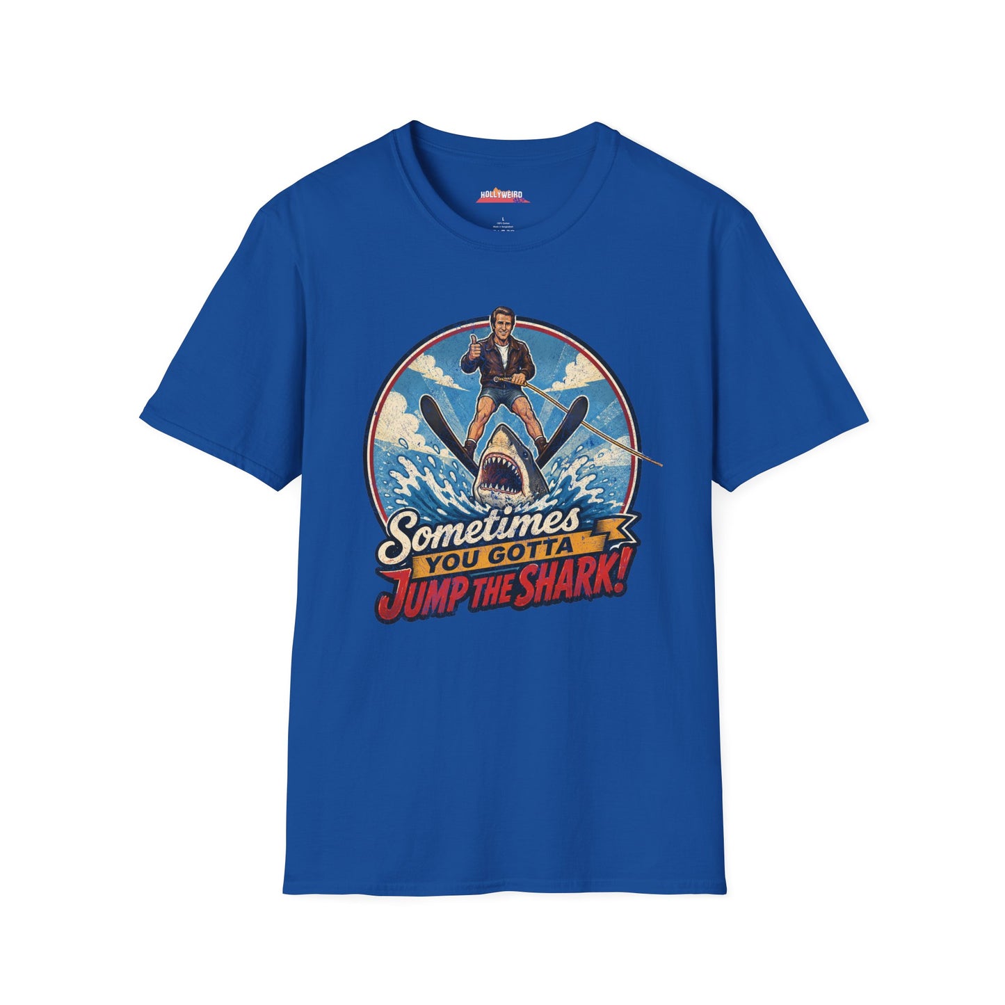 Sometimes You Gotta Jump The Shark | Happy Days Show fan T-Shirt | Fonzie Retro Shark Water Skiing
