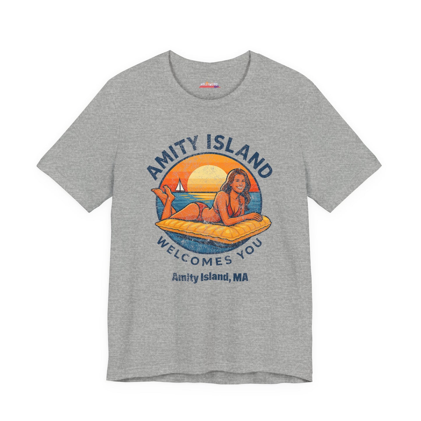 Jaws Movie Inspired Tee, Amity Island Welcomes You Shirt, Unisex T-Shirt, Movie Fan Gift, Beach Vacation Apparel