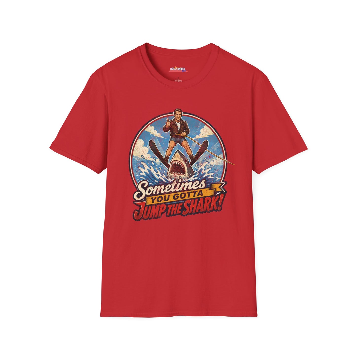 Sometimes You Gotta Jump The Shark | Happy Days Show fan T-Shirt | Fonzie Retro Shark Water Skiing