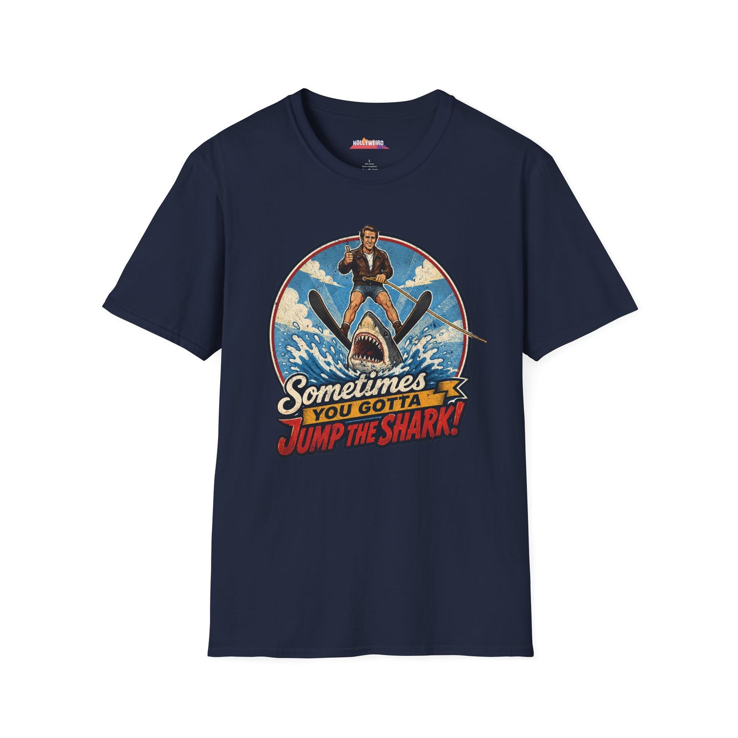 Sometimes You Gotta Jump The Shark | Happy Days Show fan T-Shirt | Fonzie Retro Shark Water Skiing