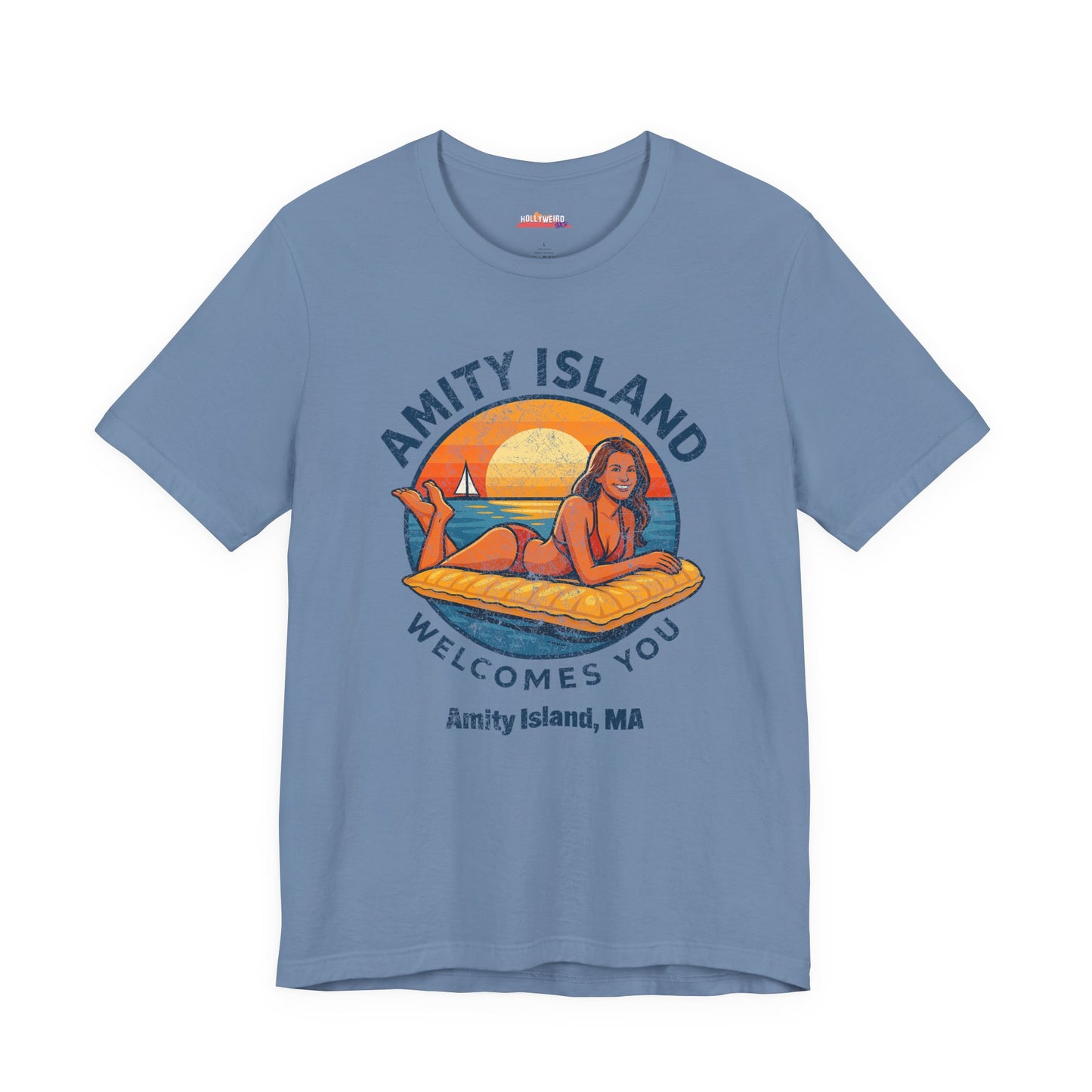 Jaws Movie Inspired Tee, Amity Island Welcomes You Shirt, Unisex T-Shirt, Movie Fan Gift, Beach Vacation Apparel