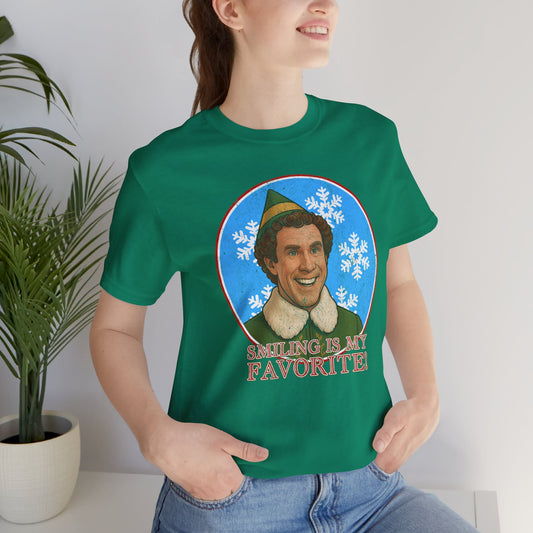 Buddy The Elf Inspired T-Shirt, Christmas Movie Tee, Holiday Film Shirt, Smiling Is My Favorite Top
