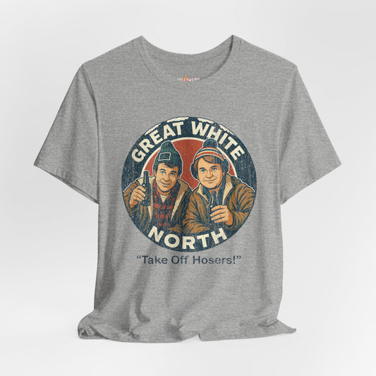 Bob & Doug McKenzie Great White North Unisex T-Shirt, Canadian Humor Tee, Retro TV Show Shirt, Funny Graphic Tee, Vintage Television T-Shirt