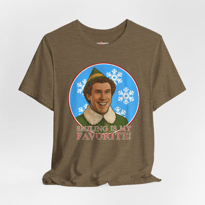 Buddy The Elf Inspired T-Shirt, Christmas Movie Tee, Holiday Film Shirt, Smiling Is My Favorite Top